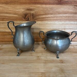 International Pewter 278 33 & 278 34 Sugar Creamer Footed Set #F57